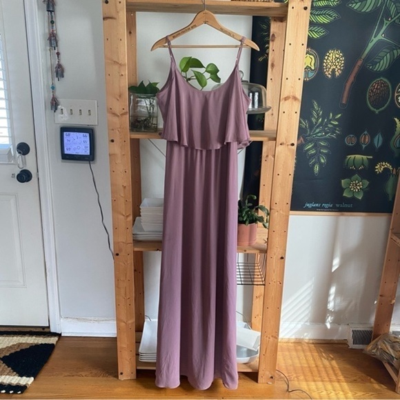 Show Me Your Mumu Antique Rose Chiffon Caitlin Ruffle Maxi Dress L - Picture 3 of 15